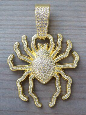Spider Ice Style with Rhinestones Pendant 18k Gold Plated